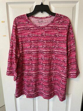 Blair 3/4 sleeve pullover top pink purple knit tees xl